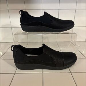 Clarks Cloudsteppers Womens Loafers Size 9 Black Comfortable Slip On Shoes